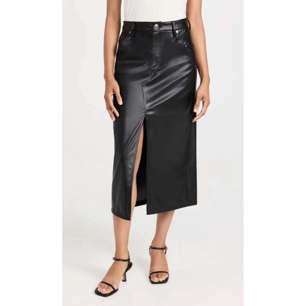 Rag & Bone Sid Faux Leather Midi Skirt